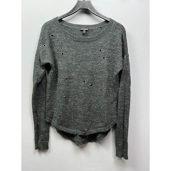 EXPRESS Sweater Womens small gray wool/mohair blend grommet Pullover Casual - Picture 1 of 7
